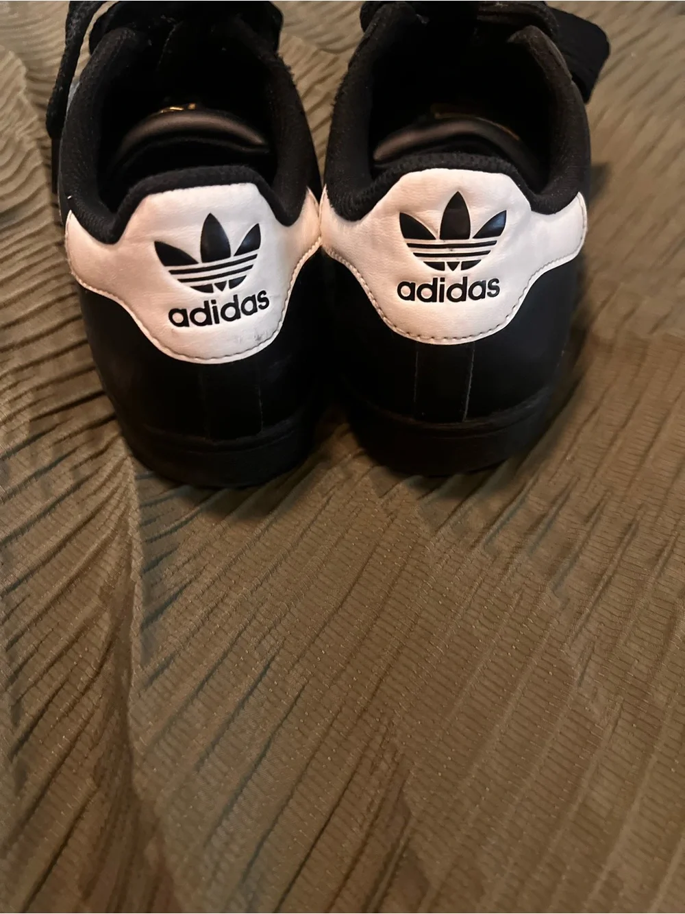 adidas men’s Superstar Sneakers - Black with White Stripes